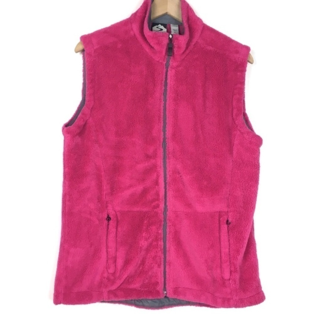 STORM CREEK Vest Fleece Fuzzy Fluffy Plush Zip Up Warm Cozy Hot Pink Size XL
